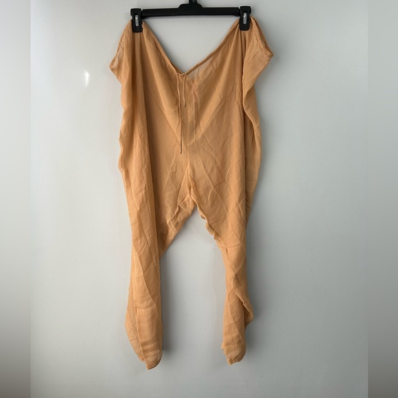 SKIMS 3X Swim Crinkle Silk Coverup Pants in Almond Color Sheer Pullon lounge NWT - Picture 5 of 10